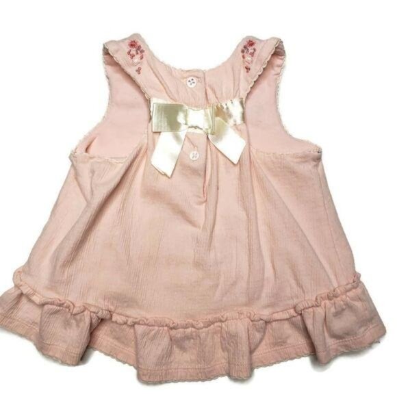 Emmas Garden Sleeveless Pink Dress With Floral Embroidery & Ruffle Hem baby 24m - Picture 2 of 3